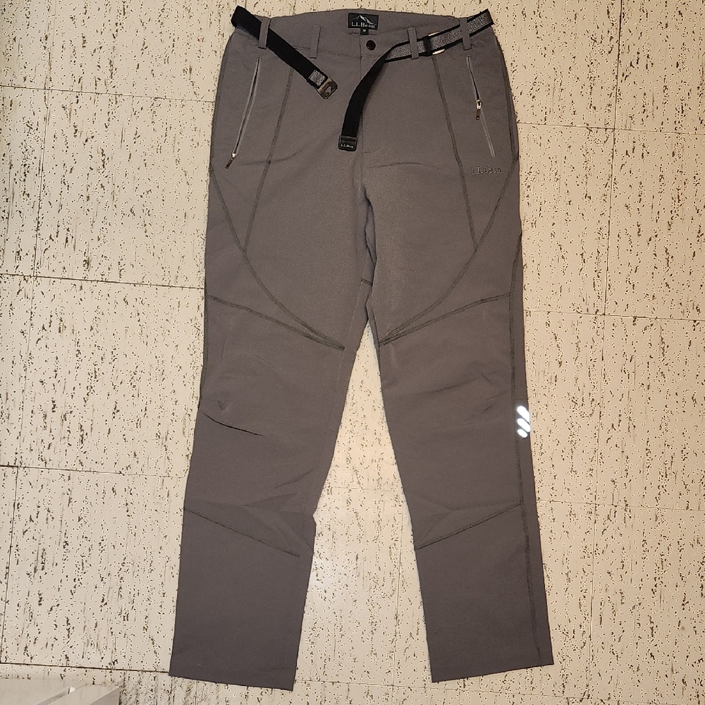 L.L. Bean Gray Straight Leg Embroidered Spellout Reflective Activewear Pants